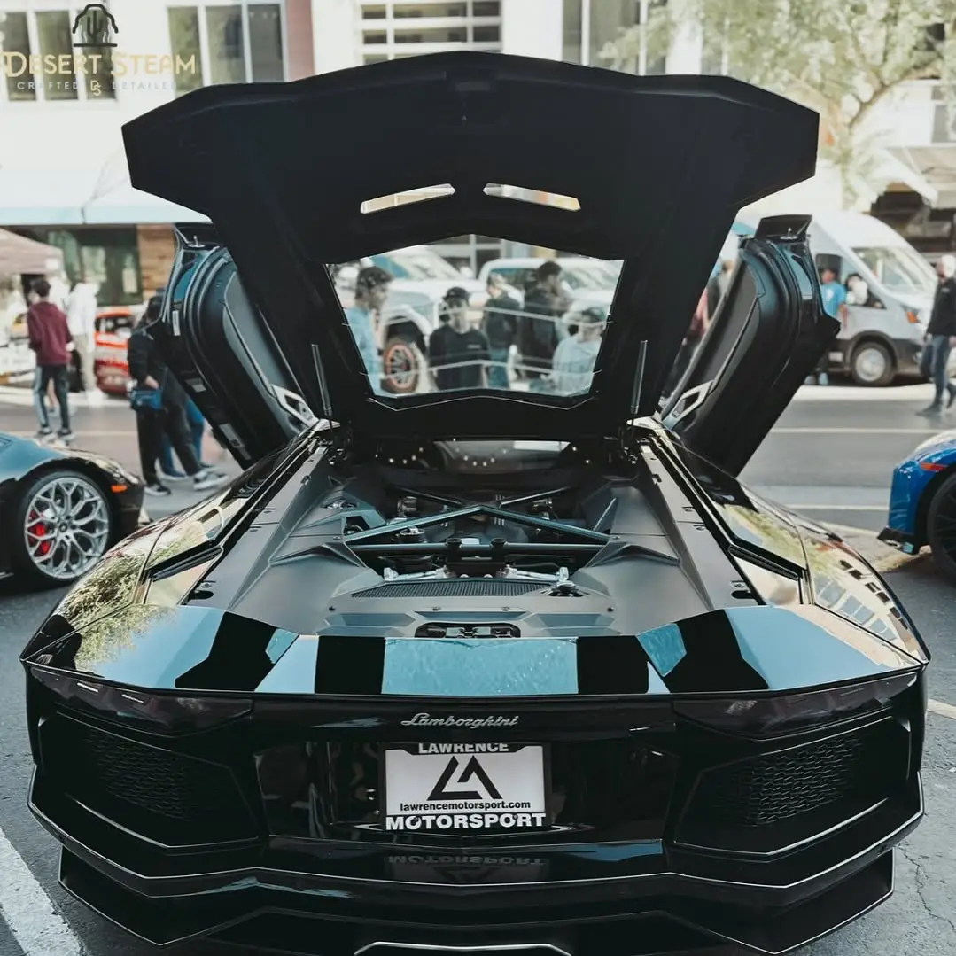 Open engine bay detailing on a supercar in Scottsdale, Arizona